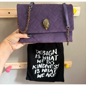 NWT Kurt Geiger Kensington Duet Purple Quilted Suede + Leather 3-way w/ Dust Bag